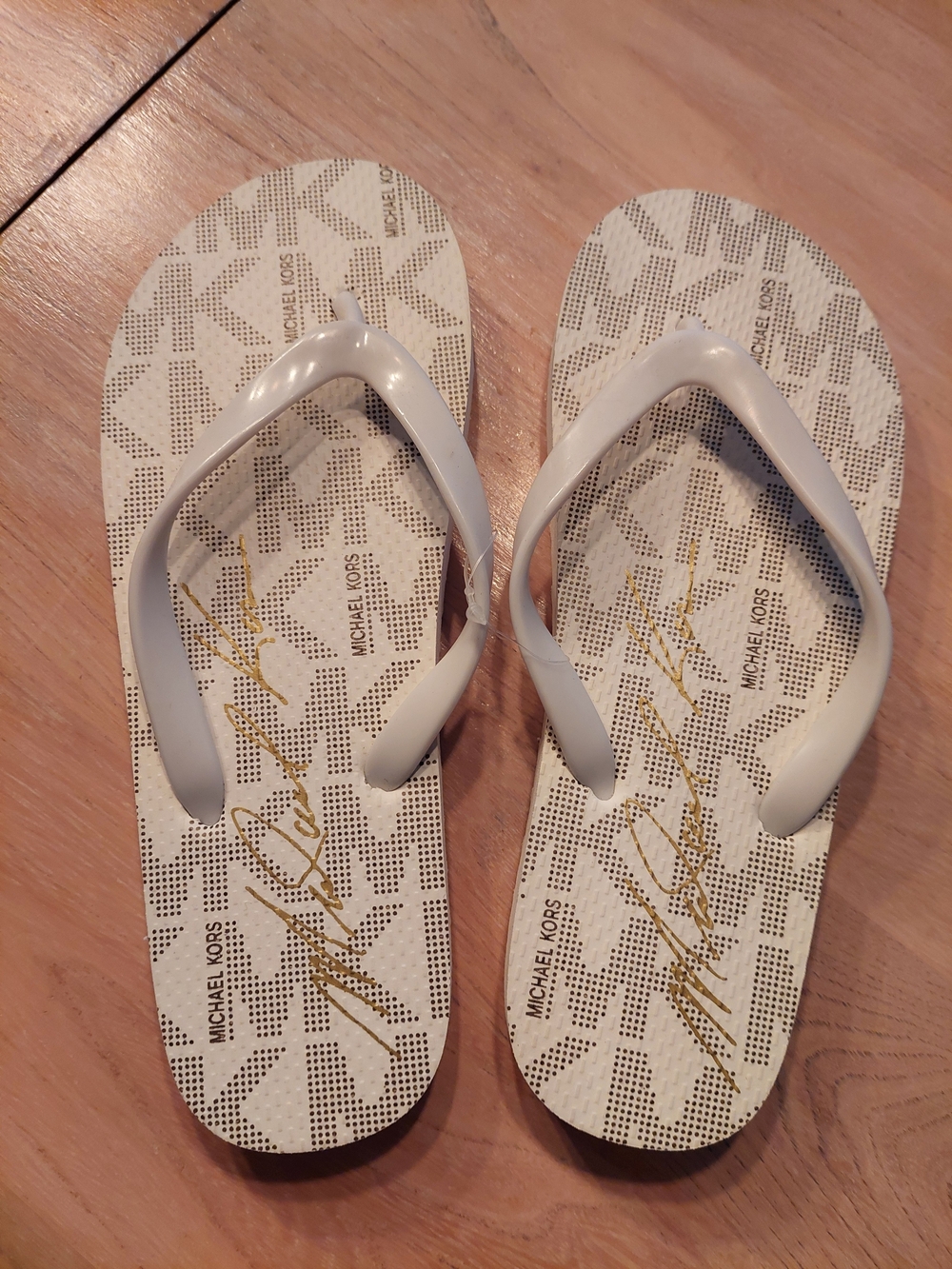Michael Kors Kids White Logo Flip Flops